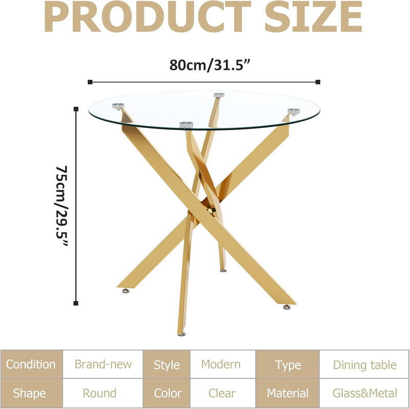 Round Dining Table Wooden 80CM Retro Kitchen