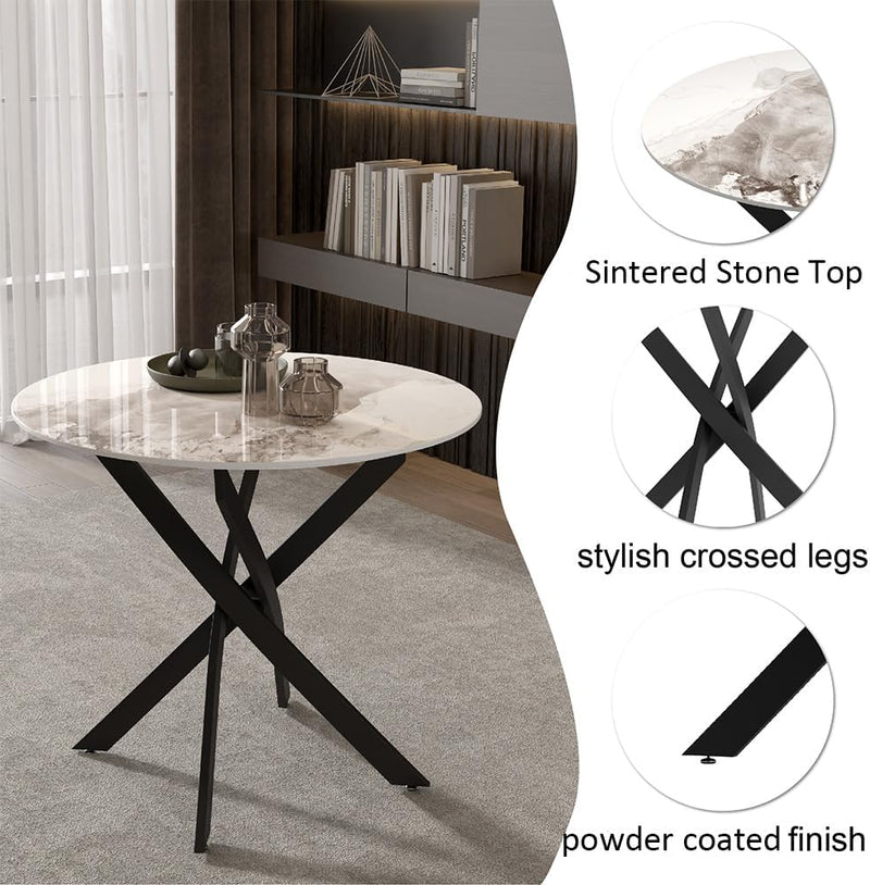Round Dining Table Wooden 80CM Retro Kitchen