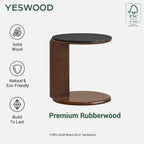 Round End Table with Sintered Stone Top Solid