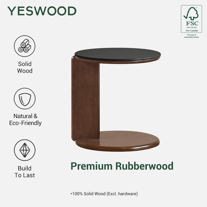 Round End Table with Sintered Stone Top Solid