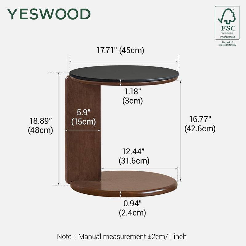 Round End Table with Sintered Stone Top Solid
