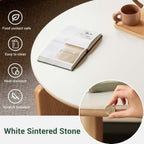 Round End Table with Sintered Stone Top Solid