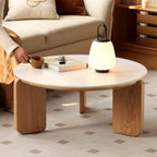 Round End Table with Sintered Stone Top Solid