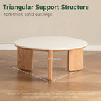 Round End Table with Sintered Stone Top Solid