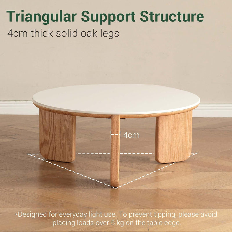 Round End Table with Sintered Stone Top Solid