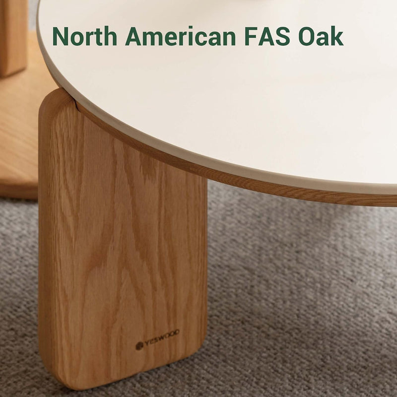 Round End Table with Sintered Stone Top Solid