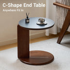 Round End Table with Sintered Stone Top Solid