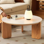 Round End Table with Sintered Stone Top Solid