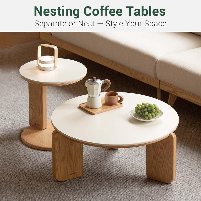 Round End Table with Sintered Stone Top Solid