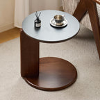 Round End Table with Sintered Stone Top Solid