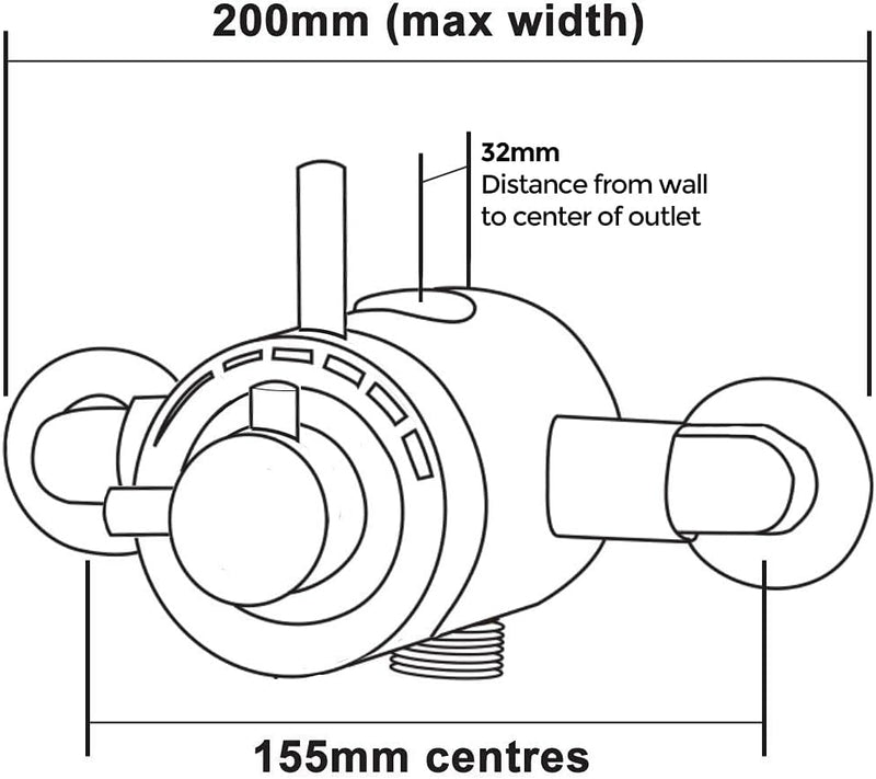 Emso Round Exposed Thermostatic Shower Valve with Bottom