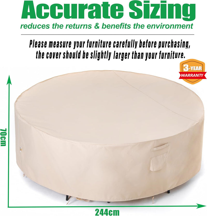 Round Garden Furniture Cover Waterproof