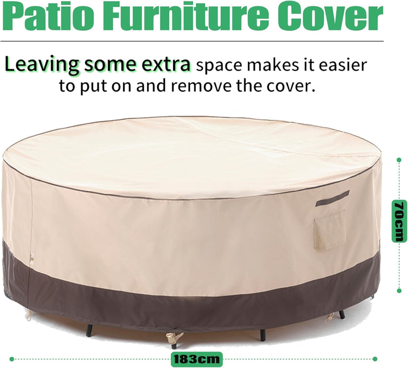 Round Garden Furniture Cover Waterproof