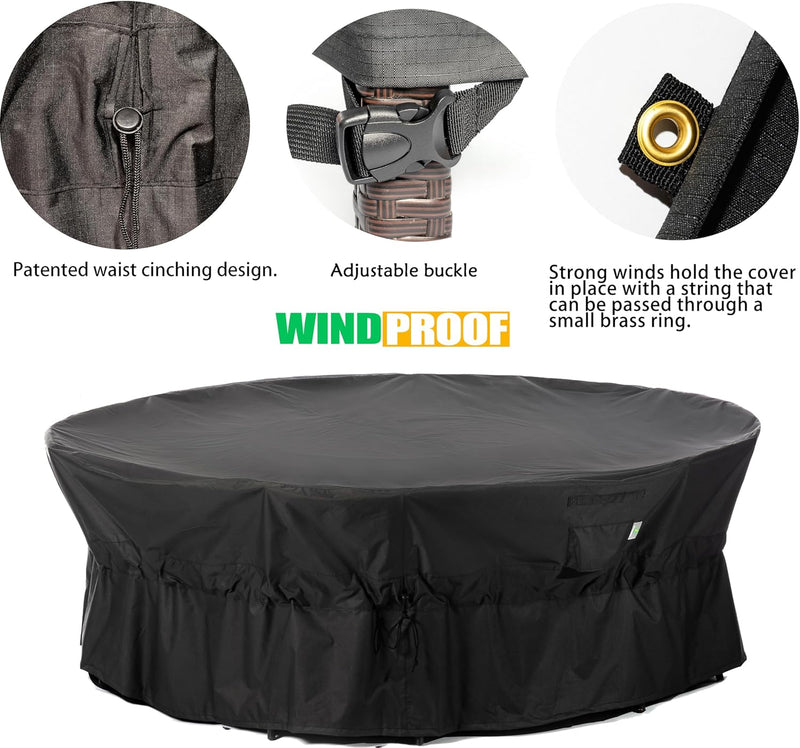 Round Garden Furniture Cover Waterproof
