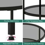 Round Glass Coffee Tables for Living Room 2-Tier