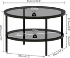 Round Glass Coffee Tables for Living Room 2-Tier