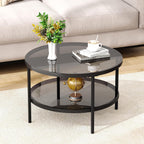 Round Glass Coffee Tables for Living Room 2-Tier