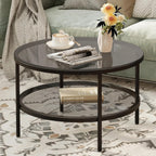 Round Glass Coffee Tables for Living Room 2-Tier