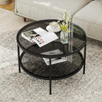Round Glass Coffee Tables for Living Room 2-Tier