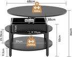 68CM Rustic Round Lift Top Coffee Table