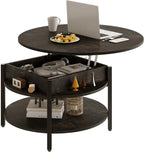 68CM Rustic Round Lift Top Coffee Table