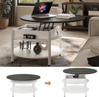 68CM Rustic Round Lift Top Coffee Table