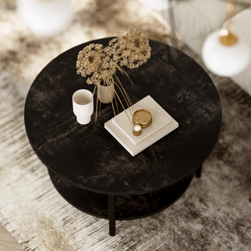 68CM Rustic Round Lift Top Coffee Table