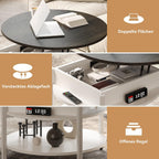 68CM Rustic Round Lift Top Coffee Table