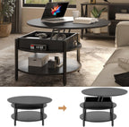 68CM Rustic Round Lift Top Coffee Table