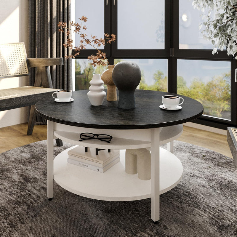 68CM Rustic Round Lift Top Coffee Table