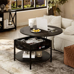 68CM Rustic Round Lift Top Coffee Table