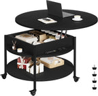Espresso Round Lift Top Coffee Table with Lockable