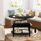 Espresso Round Lift Top Coffee Table with Lockable