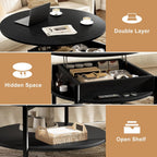 Espresso Round Lift Top Coffee Table with Lockable
