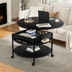 Espresso Round Lift Top Coffee Table with Lockable