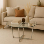 Round Metro Glass Coffee Table Side Table