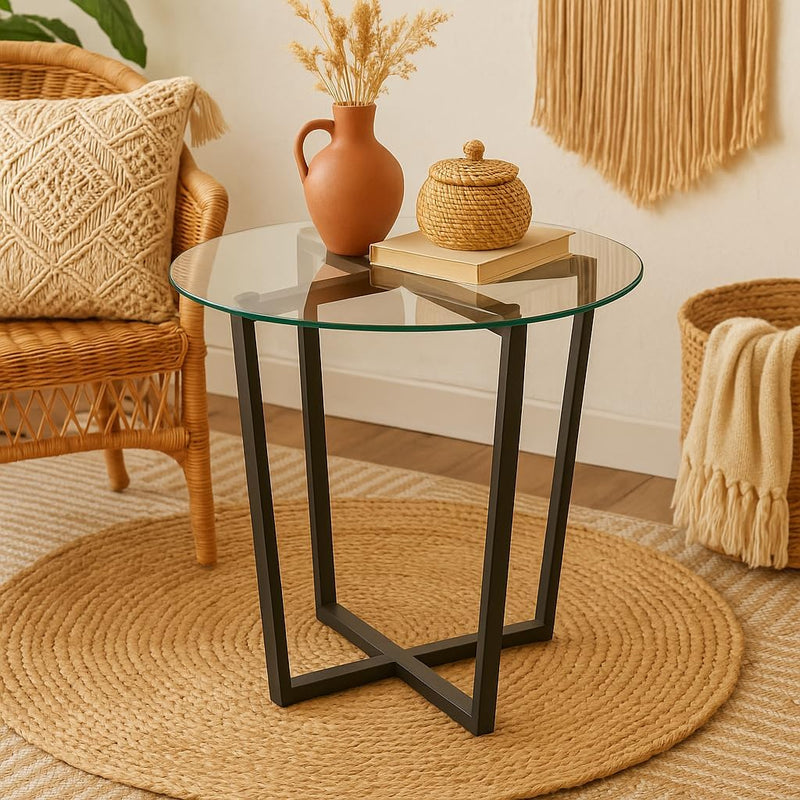 Round Metro Glass Coffee Table Side Table