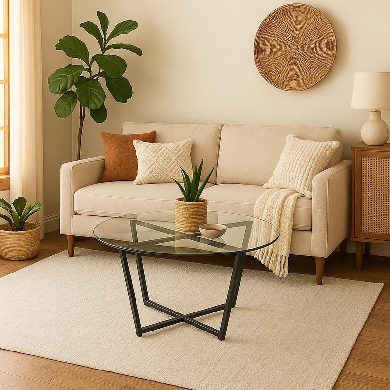 Round Metro Glass Coffee Table Side Table