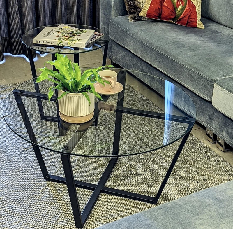 Round Metro Glass Coffee Table Side Table