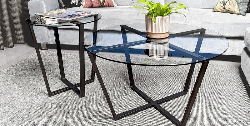 Round Metro Glass Coffee Table Side Table