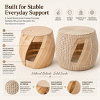 Round Natural Straw Pouf Ottoman Boho