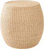 Round Natural Straw Pouf Ottoman Boho