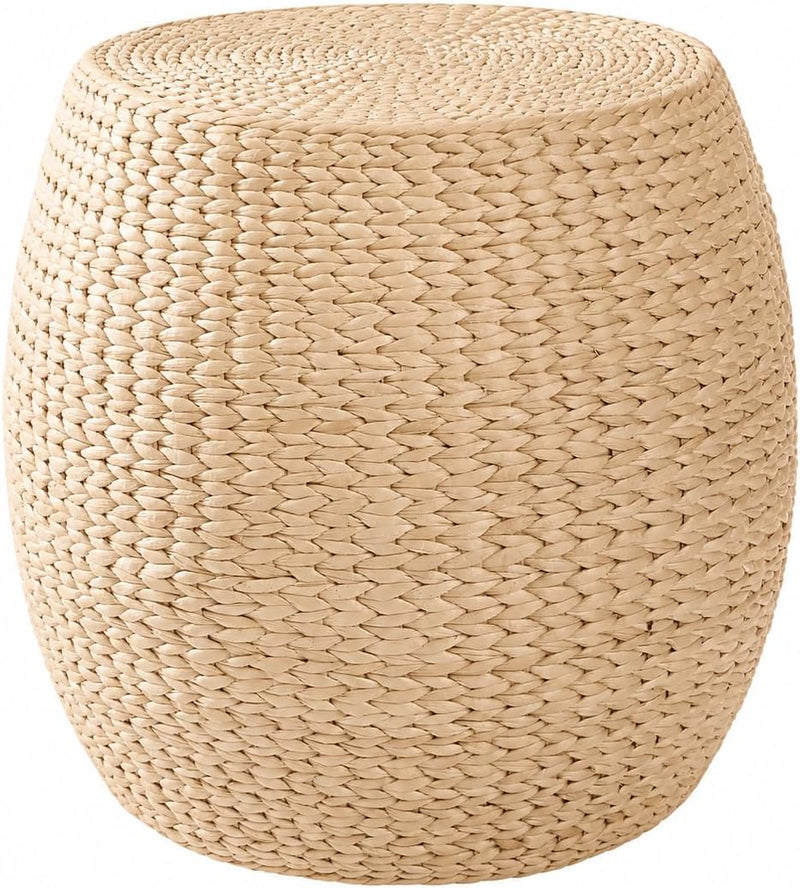 Round Natural Straw Pouf Ottoman Boho