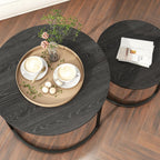 Round Nesting Coffee Table End for Living Room (Set of 2)