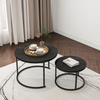 Round Nesting Coffee Table End for Living Room (Set of 2)