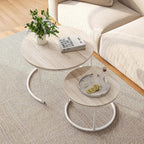Round Nesting Coffee Table End for Living Room (Set of 2)