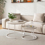 Round Nesting Coffee Table End for Living Room (Set of 2)