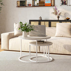 Round Nesting Coffee Table End for Living Room (Set of 2)