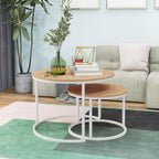 Round Nesting Coffee Table End for Living Room (Set of 2)