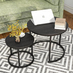 Round Nesting Coffee Table End for Living Room (Set of 2)